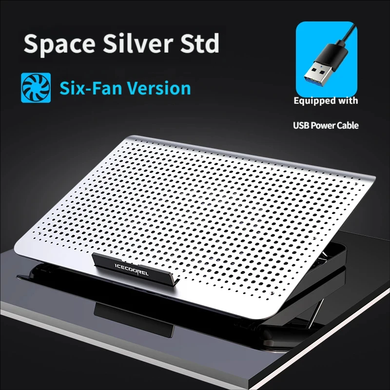 Laptop cooler with 2 USB ports, adjustable height for 13-17 inch laptops, high-power aluminum alloy business laptop stand
