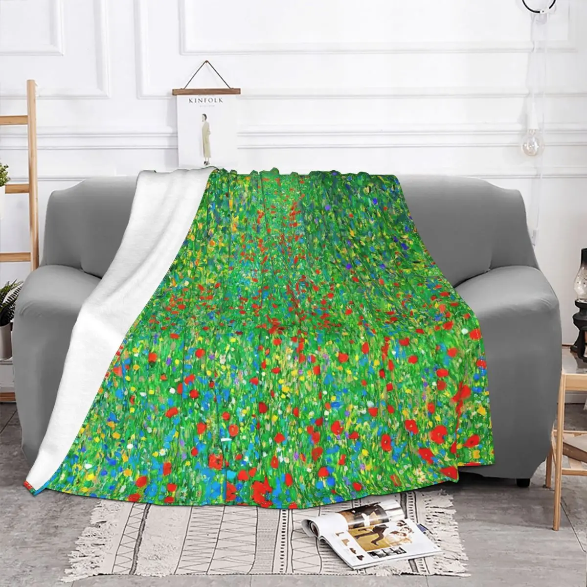 Gustav Klimt Freyas Knitted Blankets Spring Flower Flannel Throw Blanket Summer Autumn Winter Portable Soft Warm Bedspreads