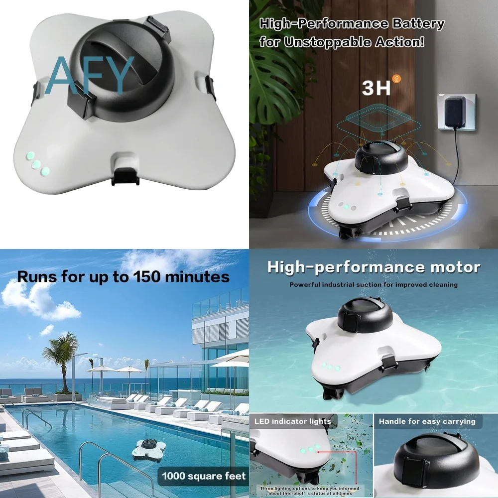 Cordless Robotic Pool Cleaner for In Ground Pools with 150 Min Runtime for Swimming Pool Cleaning Robot Automatic Vacuum for