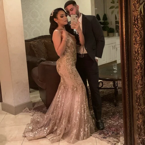 MVOZEIN Prom Dresses for Black Girl 2023 Long Evening Dresses Spaghetti Strap Lace Sequin Formal Occasion Dresses Glitter Dress