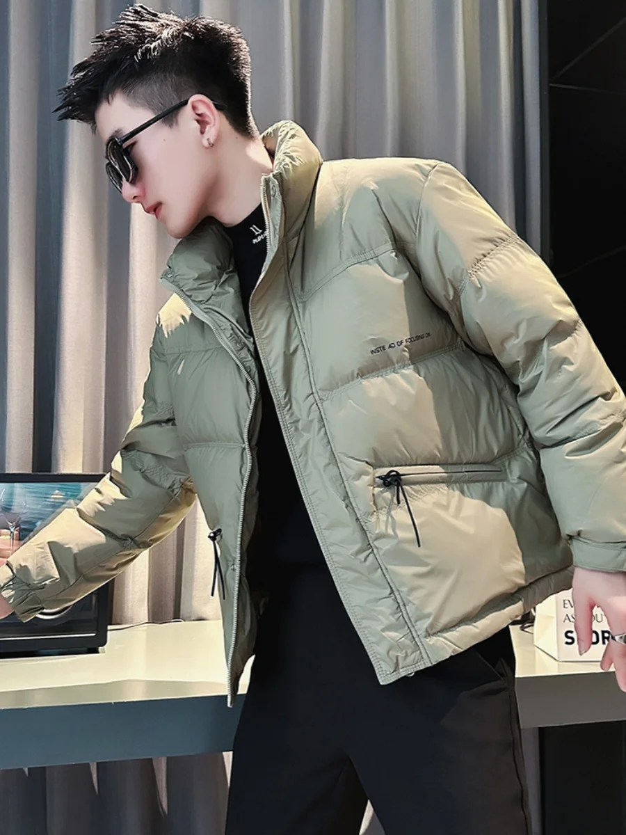 

Winter Thiened ort Casual Men's down Jaet Stand Collar Youth Faion Urban Sle Warm Buxom Zipper Closure Cotton Coat