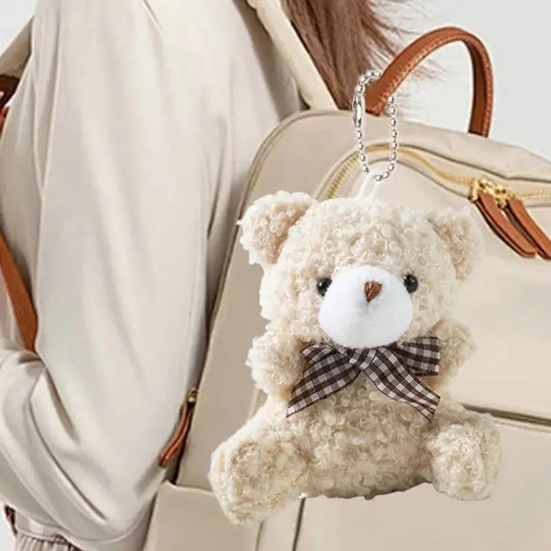 Bear Bag Charm Decorative Plush Bag Pendant Decorative Backpack Keychain Charm Cute Bag Accessory For Purses Backpacks Plush