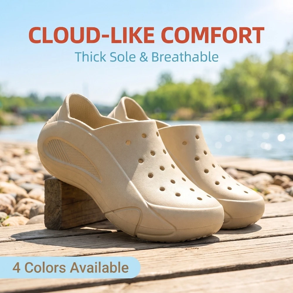 Men's Summer Outdoor EVA Clogs, Breathable Hollow-out Closed Toe Garden Slippers for Outdoor Sports, Casual Daily and Beach Use