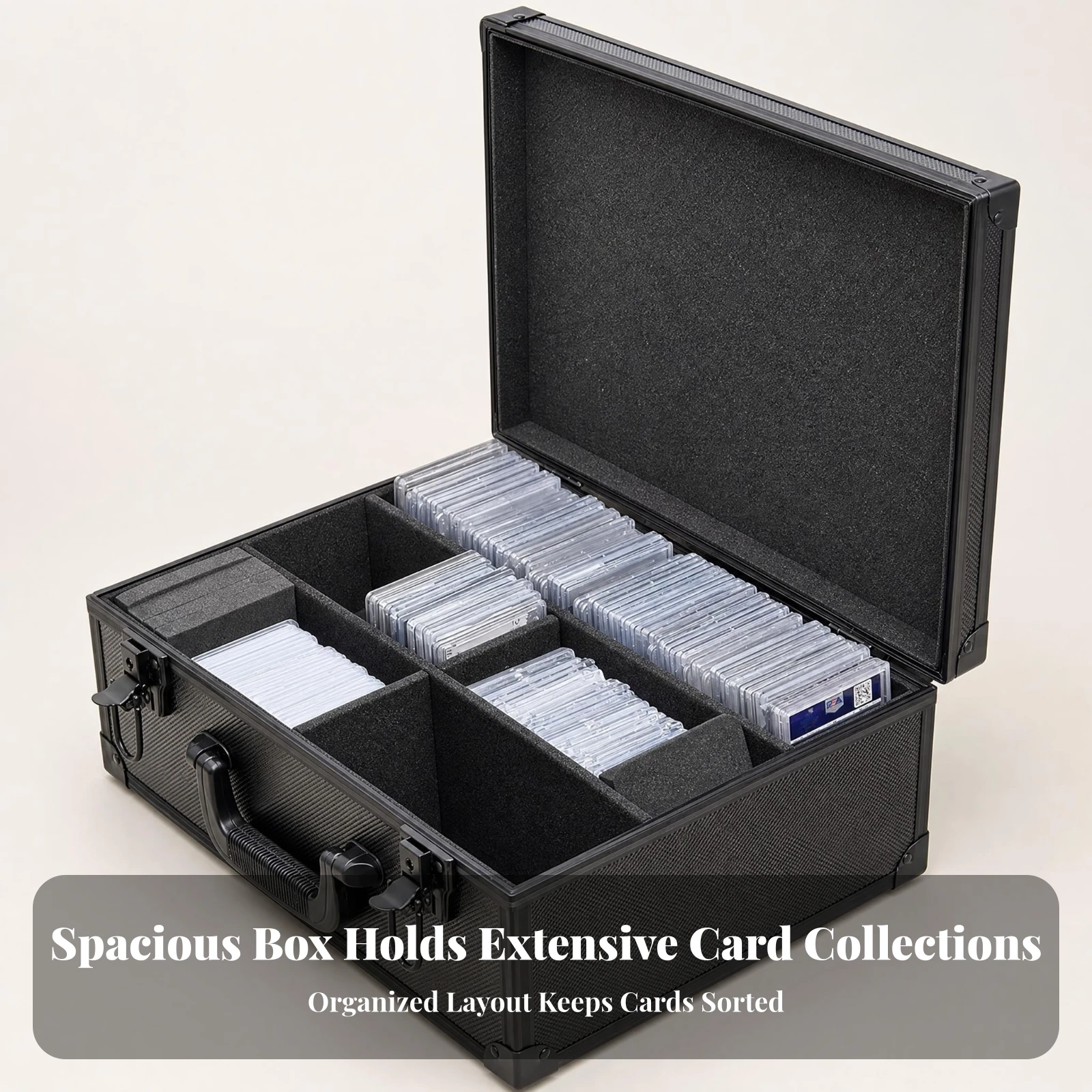 Graded Card Slab Case Foam-Lined Card Slab Case Divided Compartments Aluminum-Alloy
