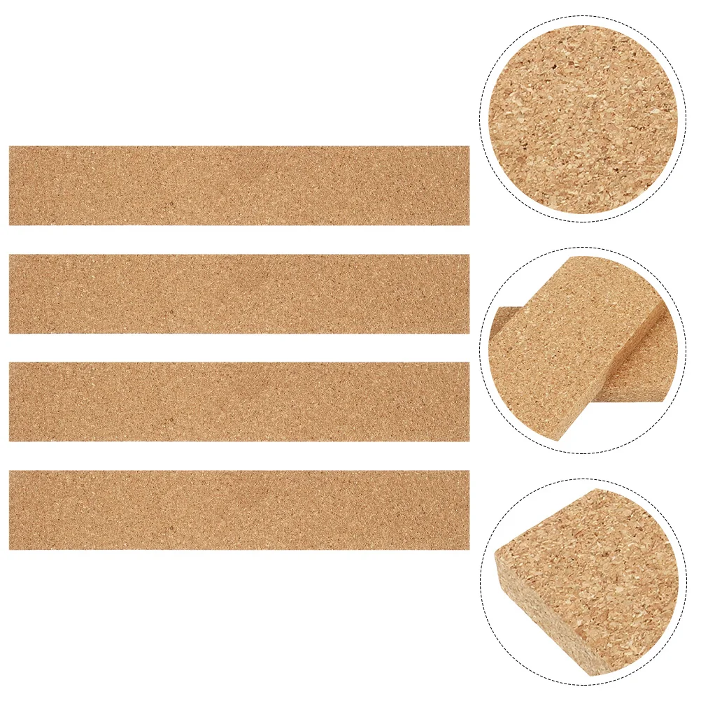 

4pcs Bulletin Cork Self-Adhesive Message Memo Board Strips Office Home Wall Tiles Natural Frameless Cork Batten Adhesive