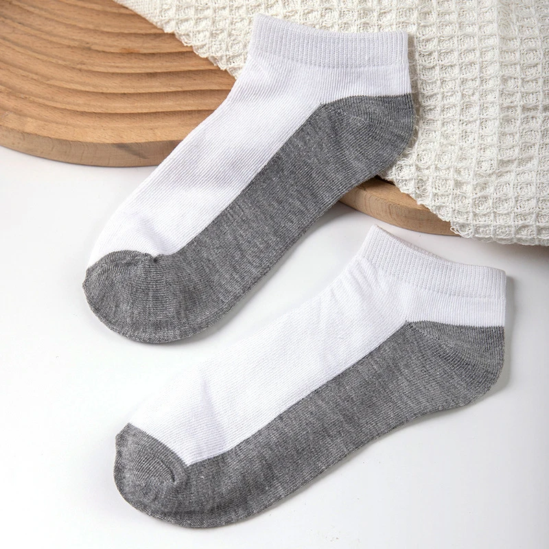 Novel Adult Color Blocking Comfortable Daily Work Sports Men's Women's Short Socks As Shown in the Picture Send Combination Set
