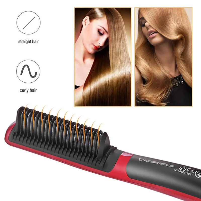 Multifunctional Electric Hair Straightening Brush LCD Temperature Adjustable Fast Heating Anti-Scald Hair Styling Comb - view 4