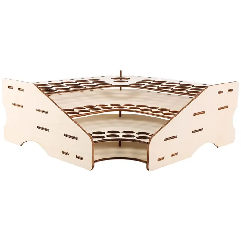 QWE-81 Hole Wooden Pigment Bottle Storage Organizer Color Paint Ink Brush Stand Rack Modular Holder School