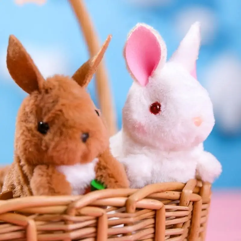 F19F Wind Up Toy Wind Up For Kids Jumping Thỏ đồ chơi Bunny Wind Up Toy Plush Rabbit Toy Crawling Toy cho trẻ sơ sinh