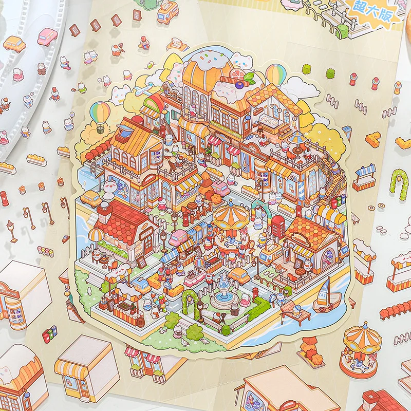 Zoo Castle series miniaturized landscape stickers decompression manual account material stickers