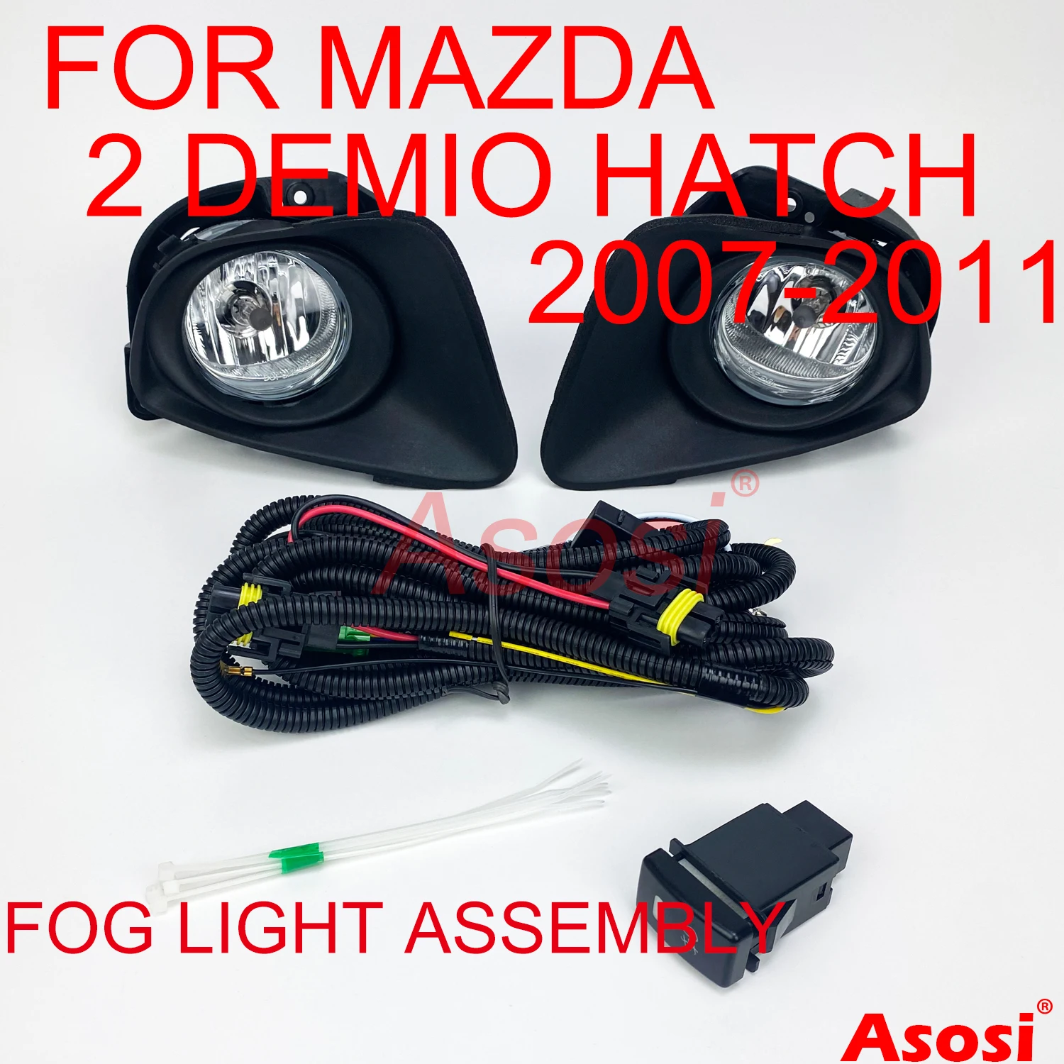 Bumper Fog Driving Lights Kit For Mazda 2 DEMIO 2007 2008 2009 Passenger Driver Side With H11 Bulb Switch Wire Harness Cover