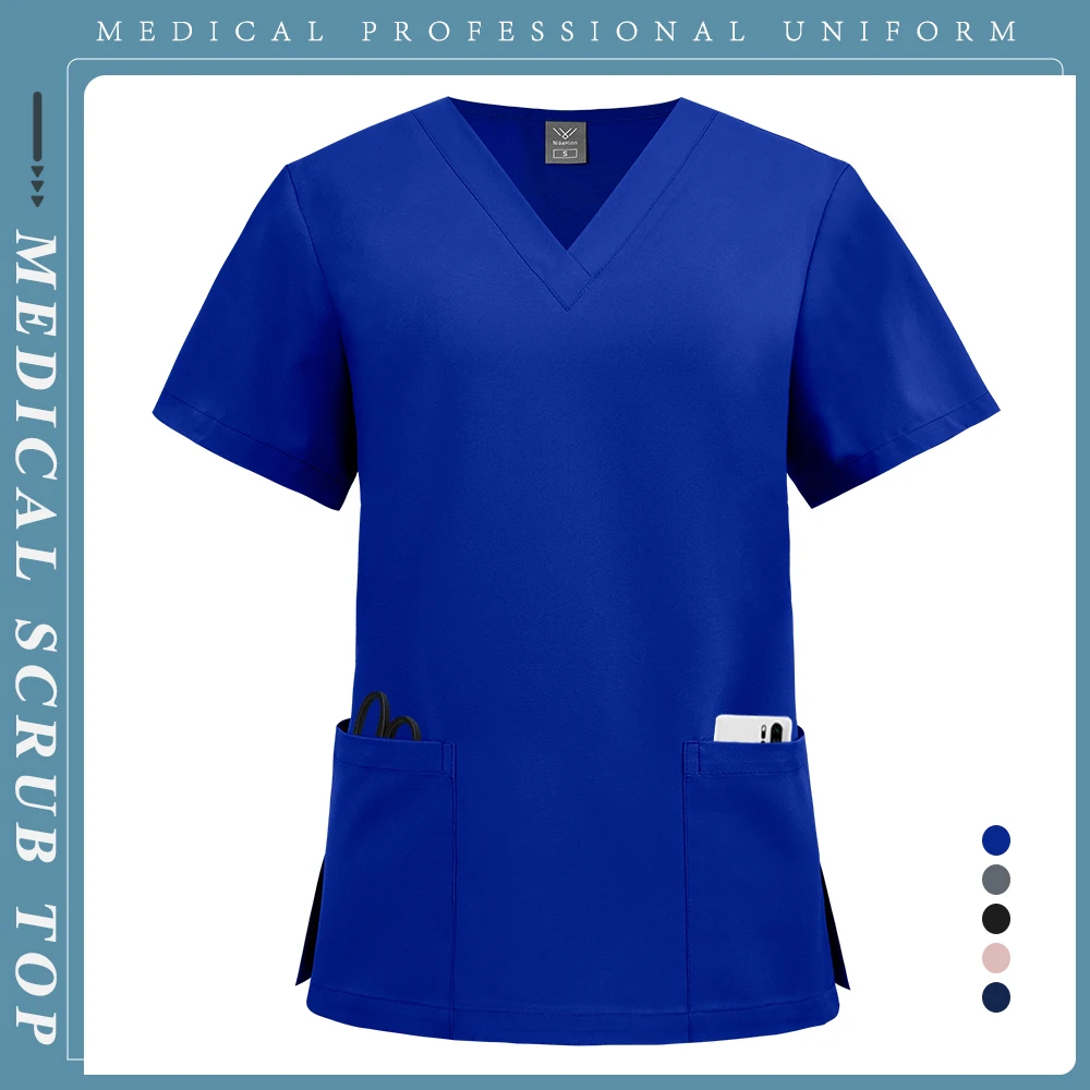 Scrubs Tops Women Beauty SPA Lab Uniform Vet Dentistry Work Clothes Elasticity Medical Clinical Work Blouse Nurse Uniform Unisex