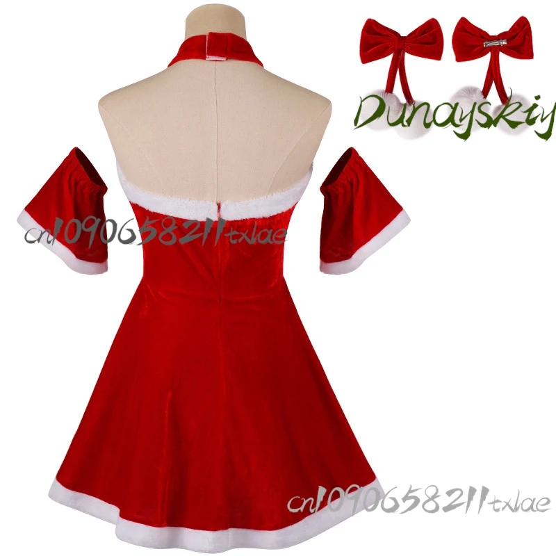 크리스마스 섹시한 원피스 레드 레이스업, 슬림하고 슬림한 귀여운 레드 드레스, 패치워크 활, 크리스마스 달콤한 원피스