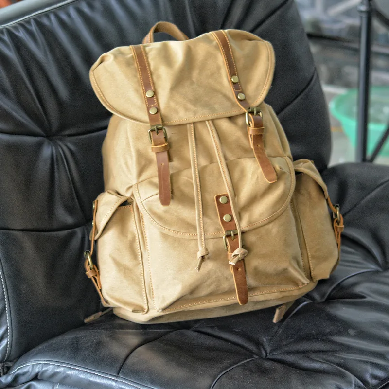 Retro canvas large-capacity backpack for college students, casual large-capacity travel bag, backpack for men