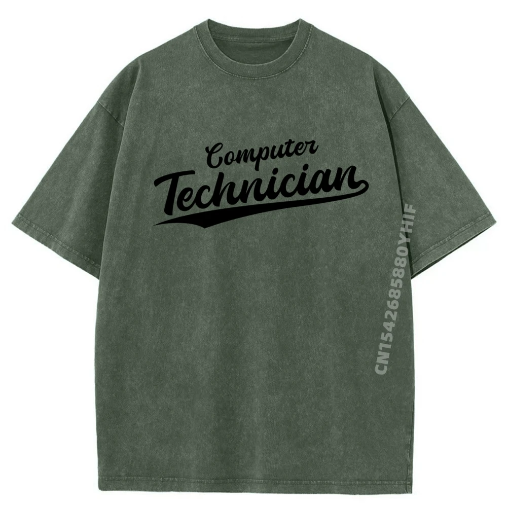 

Retro Swoosh Job Title Computer Cotton Mens Short Sleeve Tops & Tees Casual T Shirt Party Tshirts Funny Oversized Washed Tops