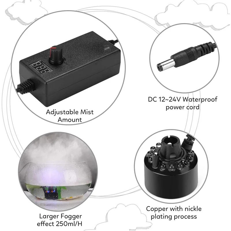 

ABBK-3X туманообразователь Fogger фонтан для воды пруд туман машина распылитель увлажнитель воздуха Хэллоуин дымовая машина черная вилка США