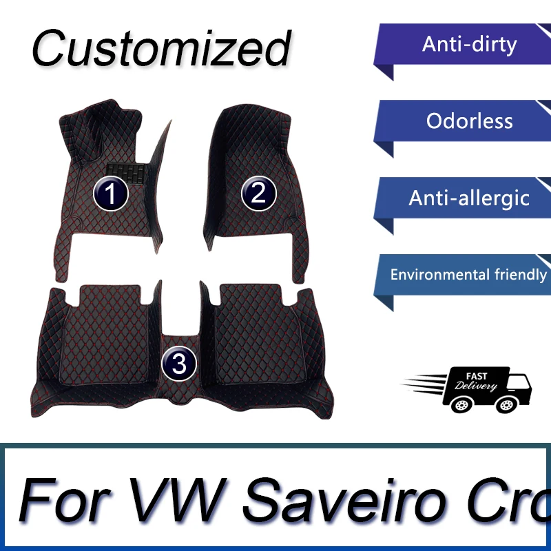 Custom Fit Automotive Car Floor Mats For VW Saveiro Cross G5 5U 2009~2017 Luxury Leather Men Women Full Coverage