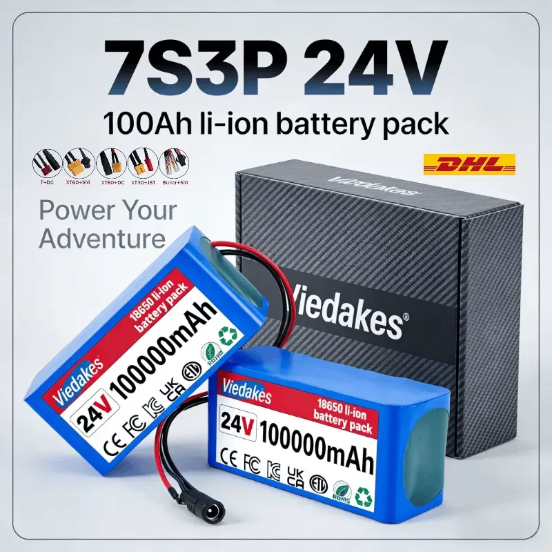 

VIEDAKES 7S3P Battery 24V 18650 Аккумулятор With Charger For Kids Toy Cars Lightweight Portable Strong Power