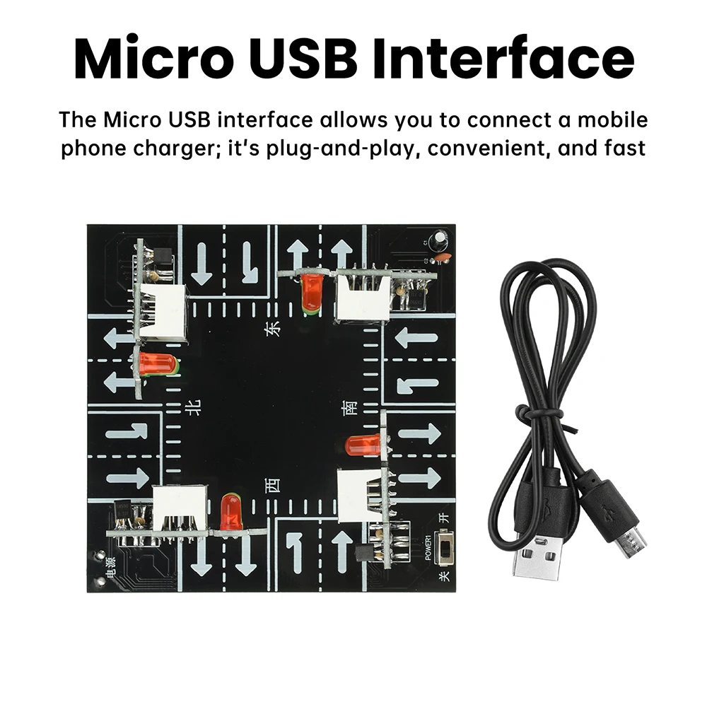 Smart Traffic Light DIY Kit Educational Electronics Soldering Practice LED Digital Display Micro USB Interface For STEM Projects