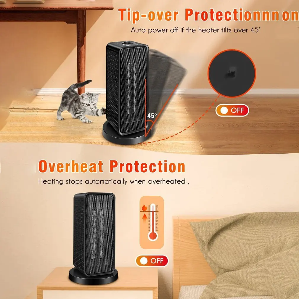 New Heater Household Desktop High Speed Regulating Electric Heater Air Circulation Tower Children Heater Fan Heating Air Cooler