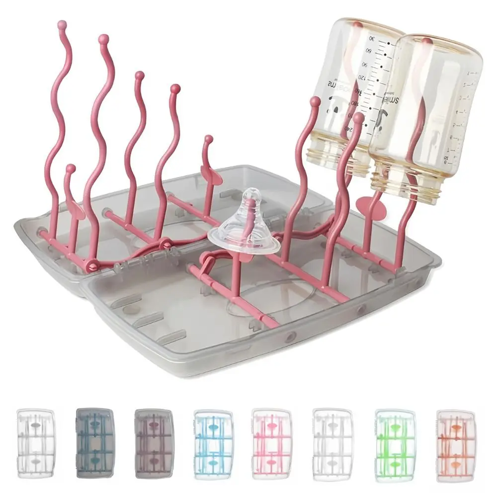 Collapsible Travel Bottle Drying Rack Portable Dustproof Bottle Dryer Holder with Cover Foldable Box Bottle Drying Rack