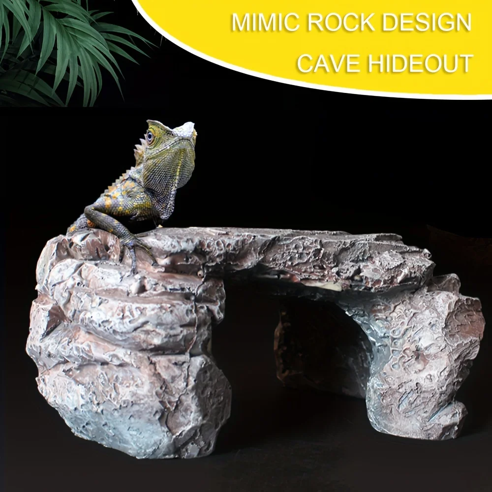 Resin Hideout Cave for Reptiles and Amphibians, Perfect for Turtles, Frogs, Snakes - Rock-Like Design for Hiding and Resting