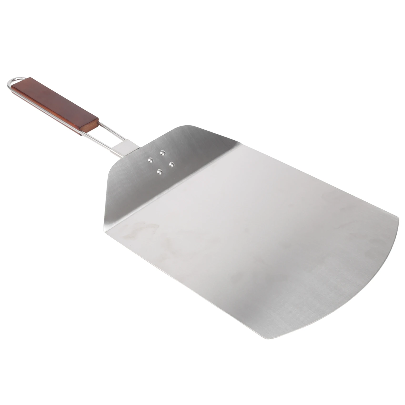 

AC23-Складная лопатка для пиццы с деревянной ручкой из нержавеющей стали, квадратная лопатка для торта для выпечки пиццы и торта на гриле в духовке
