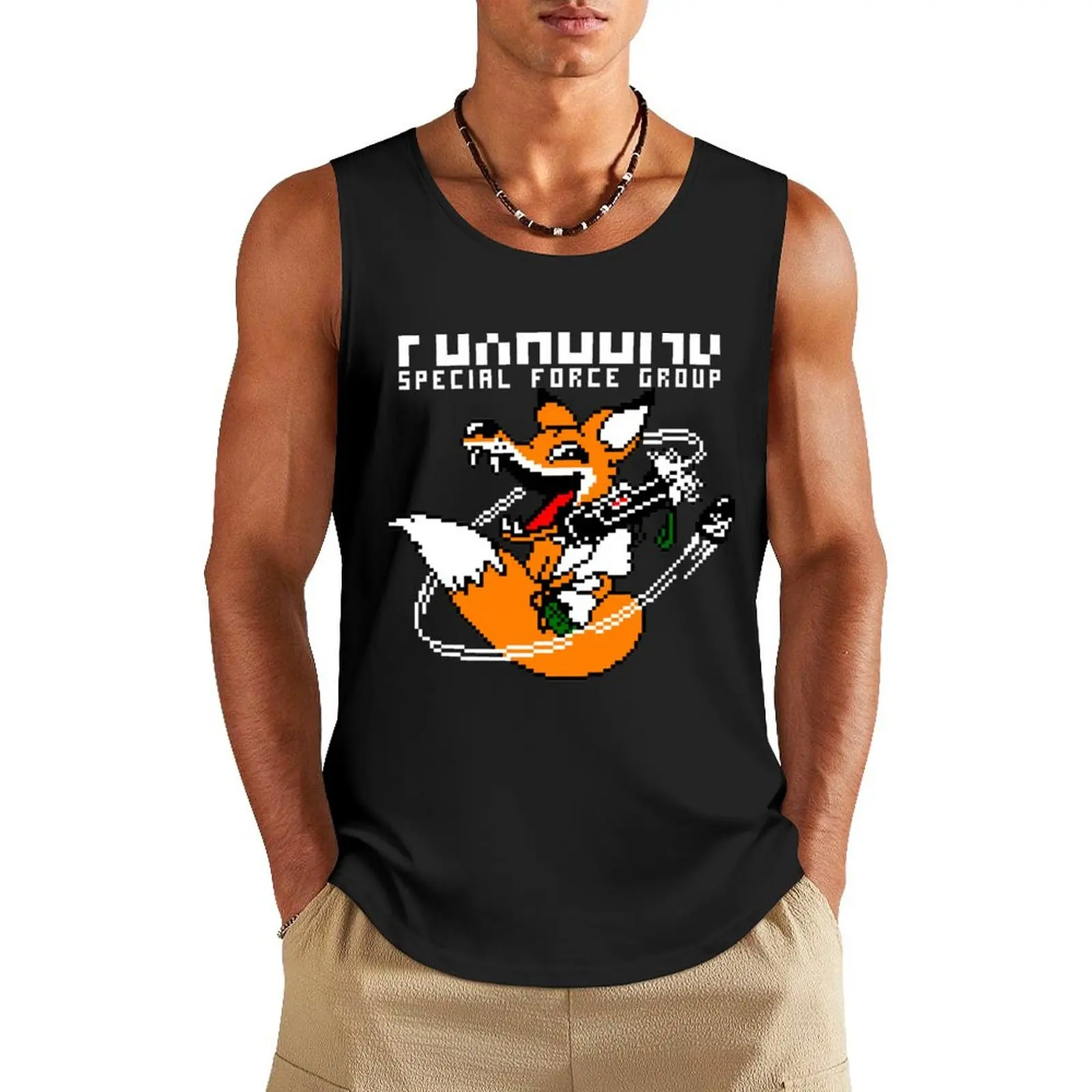 FOXHOUND PIXELART FOX белая майка хлопковые футболки мужские майки Мужская одежда для спортзала