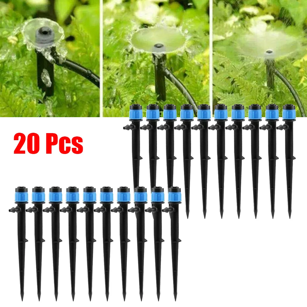 20pcs 360 Degree Adjustable Irrigation Drippers Dripping Barbed Connector 4/7mm Aspersor Drip Irrigation Adjustable Sprinkler