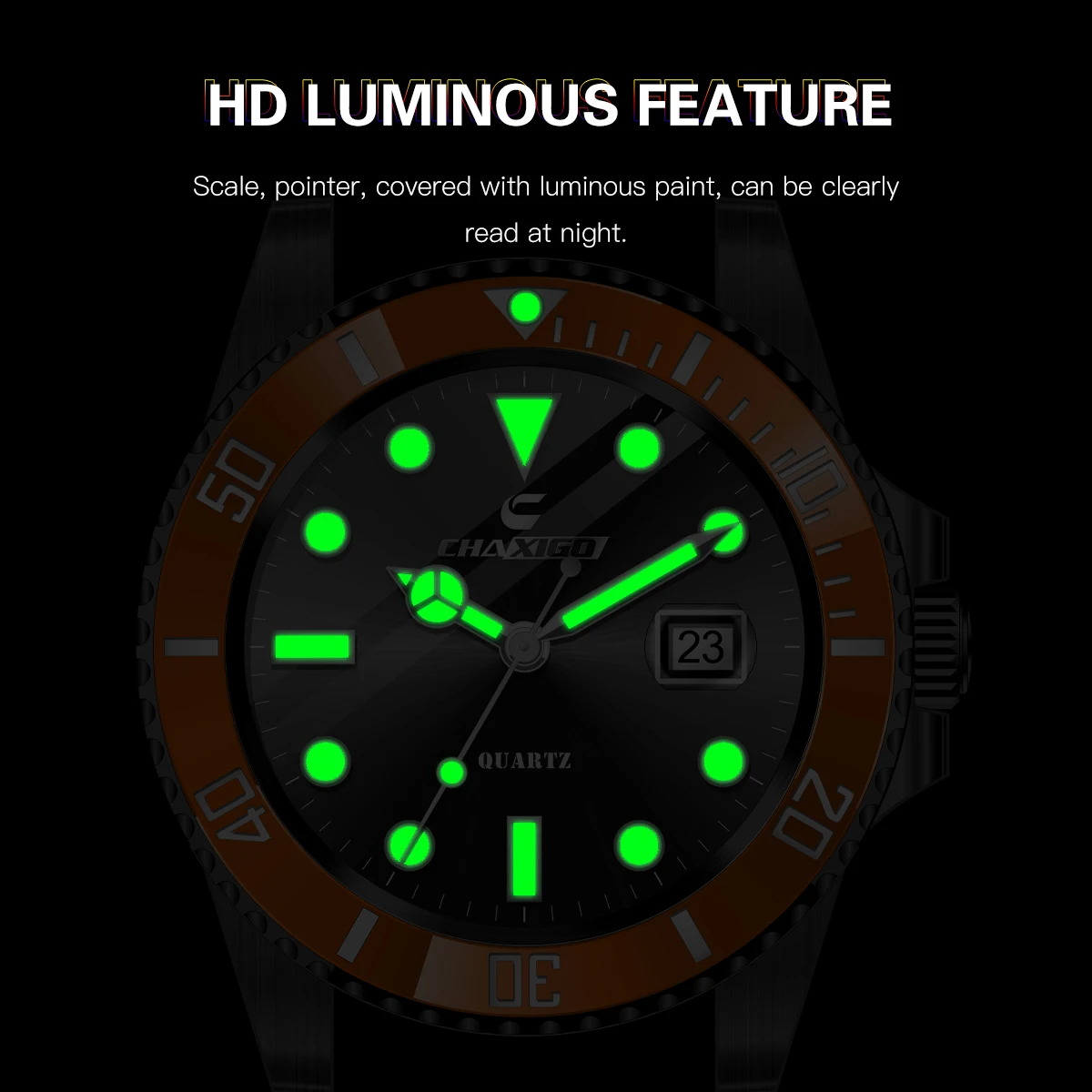ساعة كوارتز عصرية جديدة للرجال من CHAXIGO تتميز بحزام سيليكون ومينا زجاجية معدنية مقاس 43 مم ومقاومة للماء اليومية #3