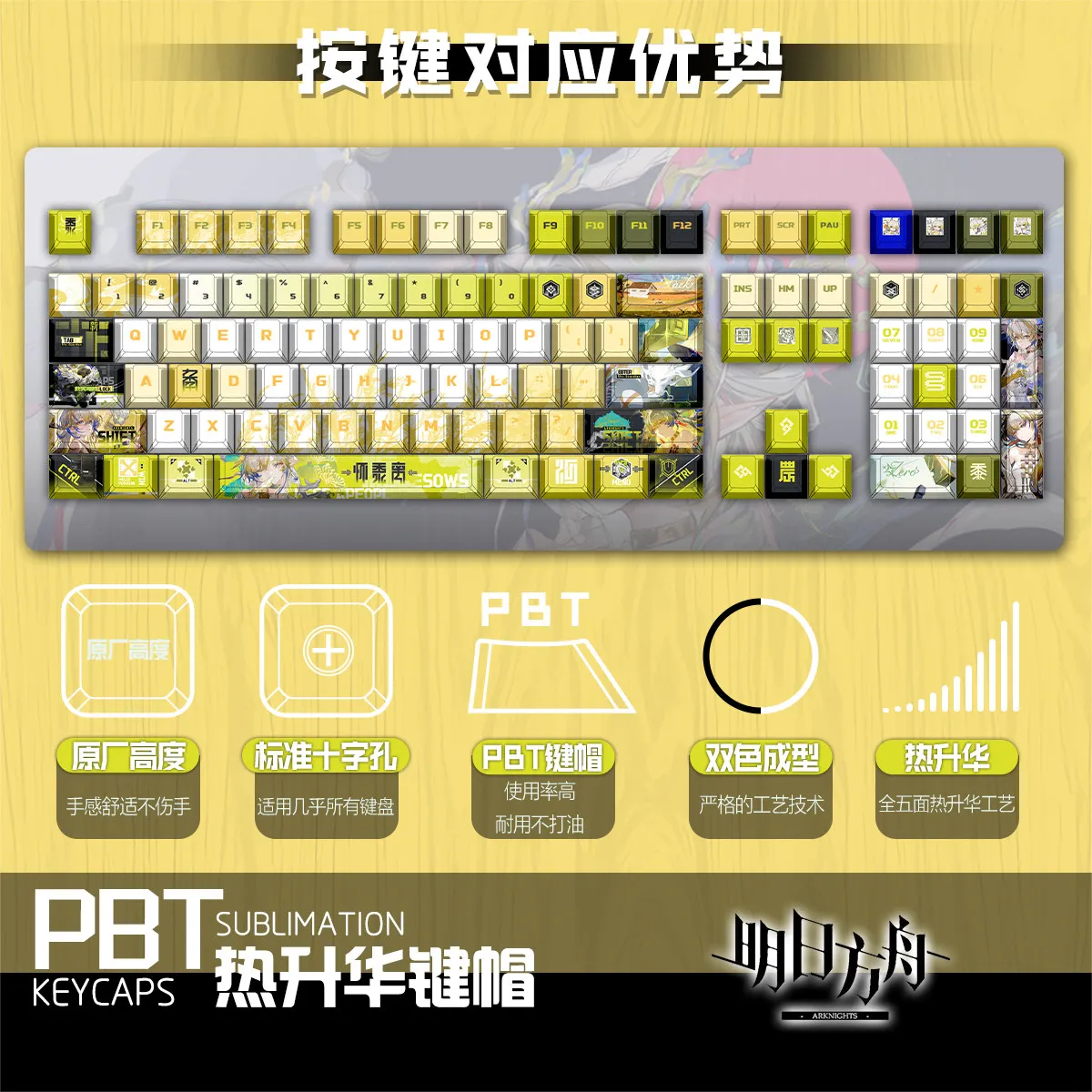 Shu 122 PBT Keycaps Arknights Game DYE Sublimation Key Cover Cherry Cross MX Switch Key Caps for Mechanical Keyboard Gift WXH