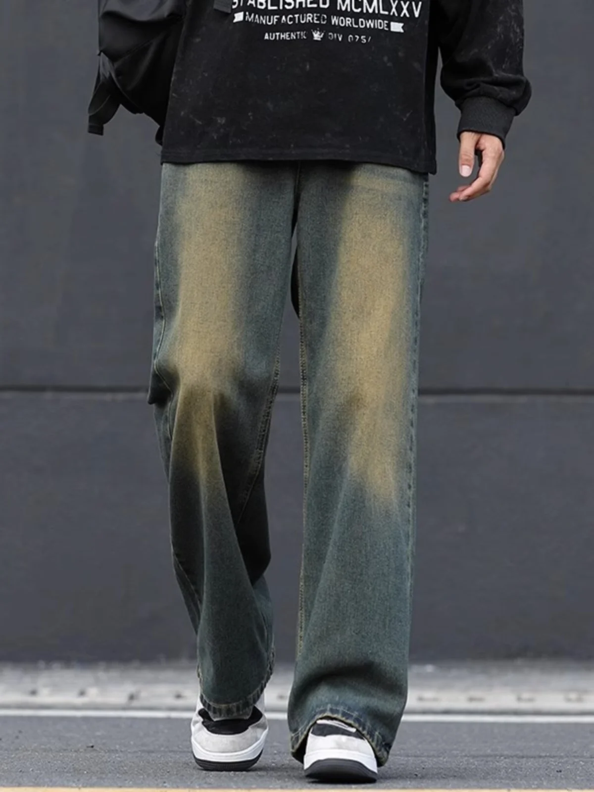 

Мужские джинсы Waed в винтажном американском стиле, весенне-осенние, свободные, прямого кроя, в стиле хип-хоп, повседневные, молодежные, модные