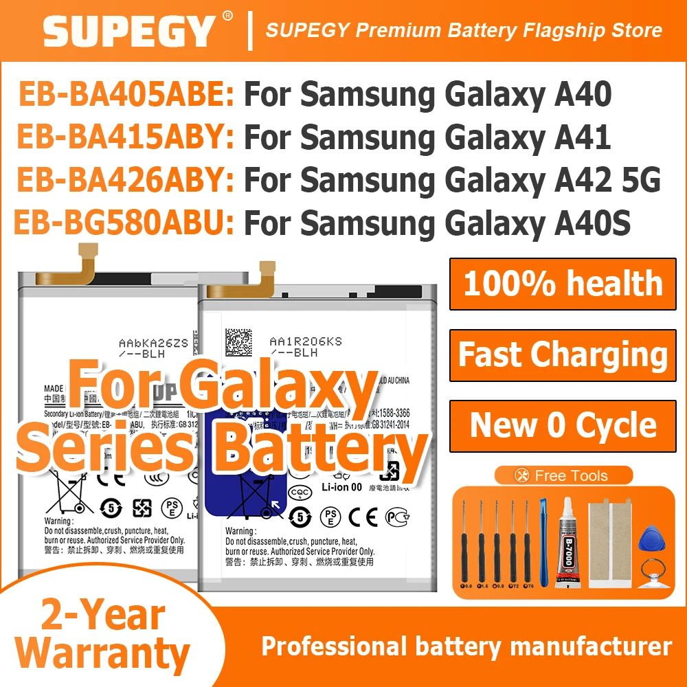 Brand New EB-BA405ABE EB-BA415ABY EB-BA426ABY EB-BG580ABU Replacement Battery For Samsung Galaxy A40 A41 A42 5G A40S Battery