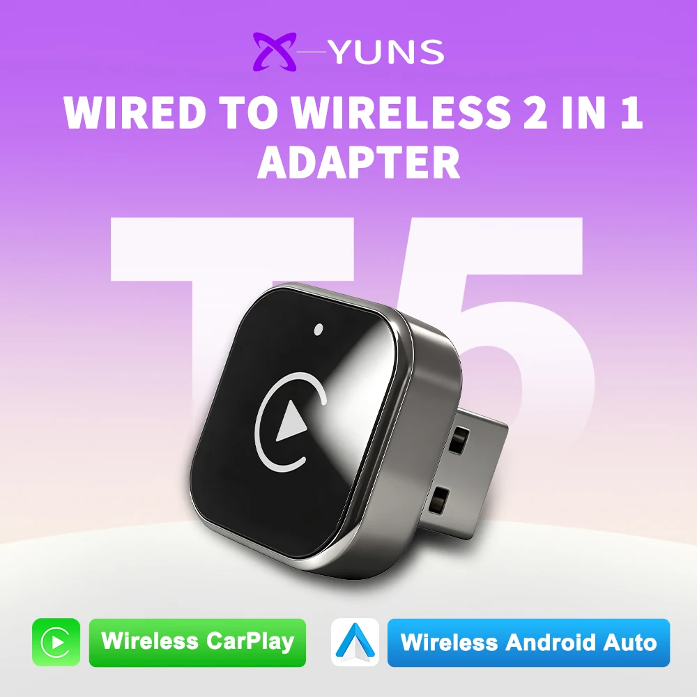 X-YUNS 2 in 1 Wired to Wireless CarPlay Adapter Smart Mini Box WIFI BT Dongle Auto Connect For Most Vehicle Models Car Accessory