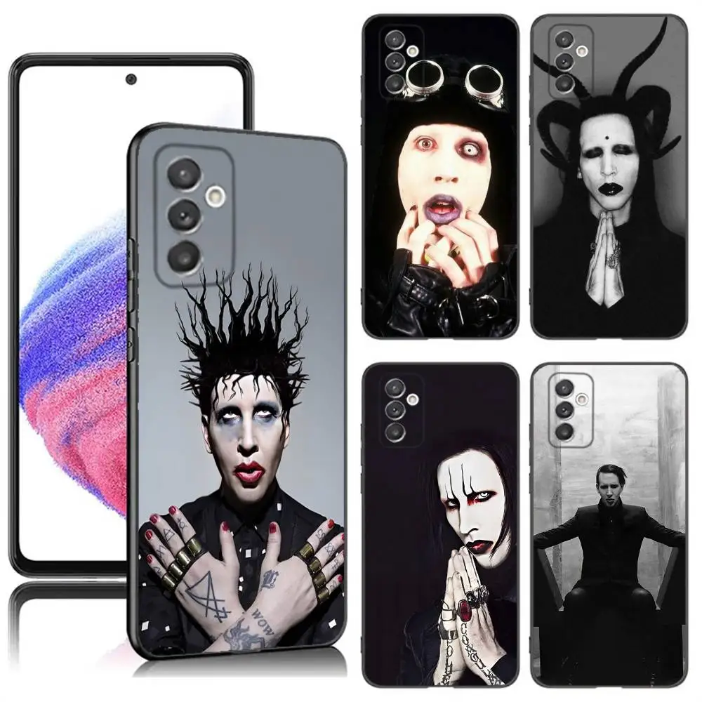 

Singer Marilyn Manson Phone Case For Samsung S24,23,22,30,21,10,9,Ultra,Plus,Lite,FE,5G Black Soft Case