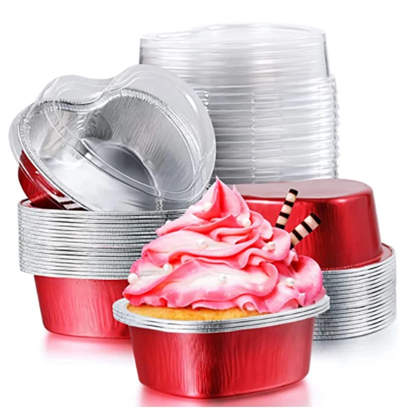 

Heart-Shaped Cake Pan With Aluminum Foil Disposable Heart-Shaped Cake Pan Suitable For Valentine's Day Wedding Party