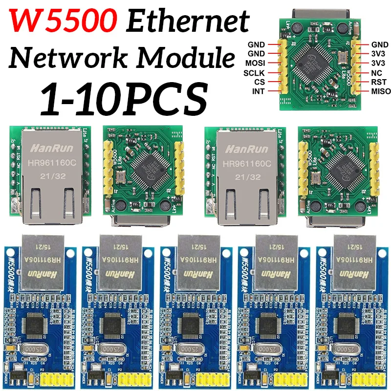 XCW W5500 Ethernet network module hardware TCP / IP 51 / STM32 microcontroller program over W5100 1-10PCS