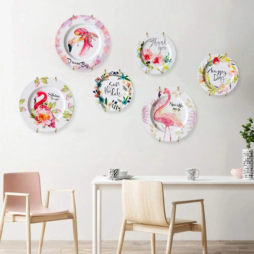 Stainless Steel Plate Hangers For Walls Compatible Decorative Plates Hooks Dish Diaplay Holder With 10 PCS Wall Hooks