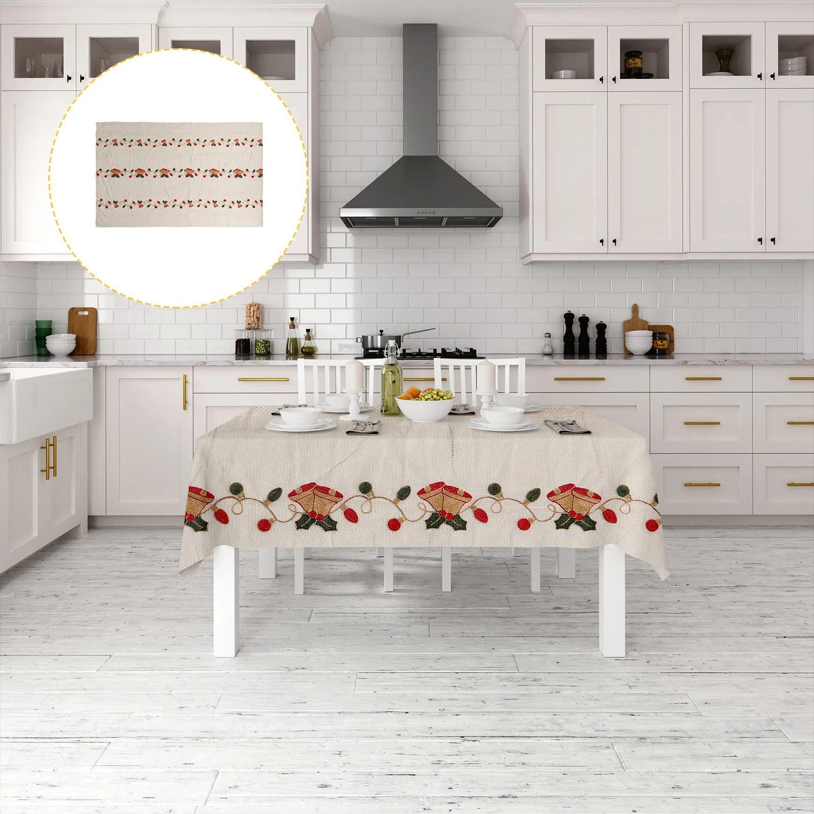 

Elegant Embroidered Christmas Tablecloth Soft Polyester Washable Dining Table Cover for Holiday Gatherings Festive Celebrations