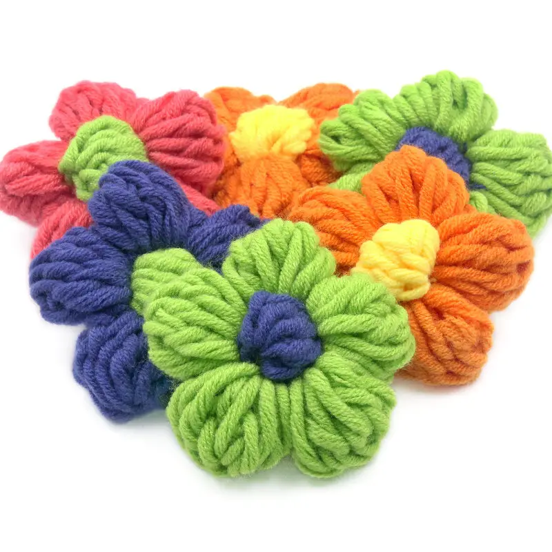 70MM Cotton Knitting Flowers For Hat Shoes Clothing Decoration Scrapbooking Plum Bossom DIY Handmade Hairpin Crafts Material