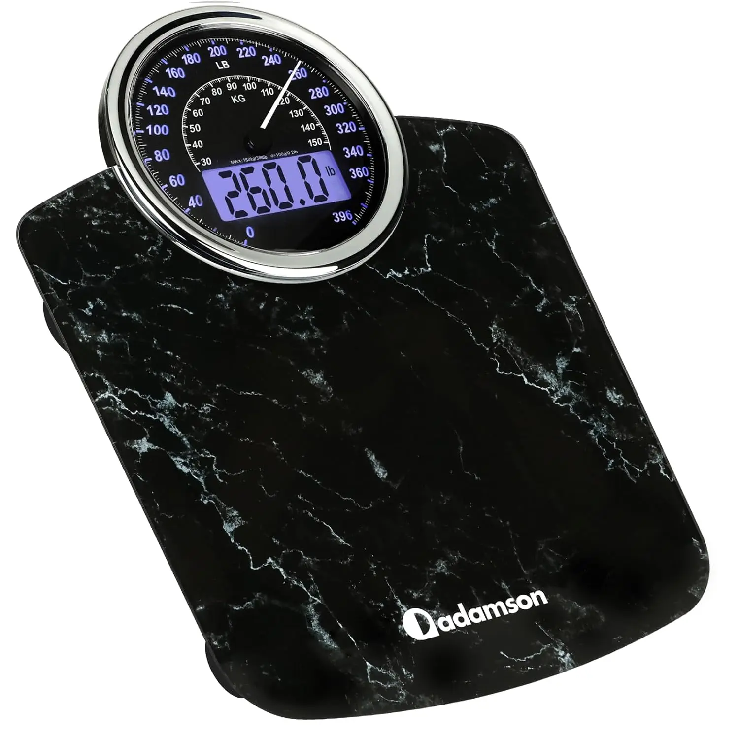 

Hybrid 2 in 1 Analog & Digital Weighing Scale for Body Weight up to 400lbs Thick Tempered Glass Extra Large Display Easy to Read