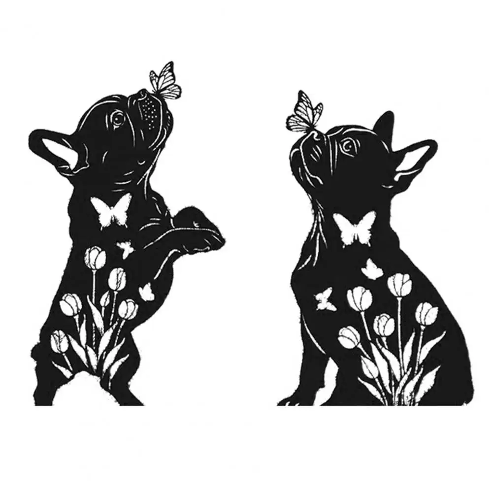 

Metal Garden Ornaments Creative Paint Hollowed Out Dog Landscape Decoration Plug-in Crafts for Outdoor Courtyard Decoration