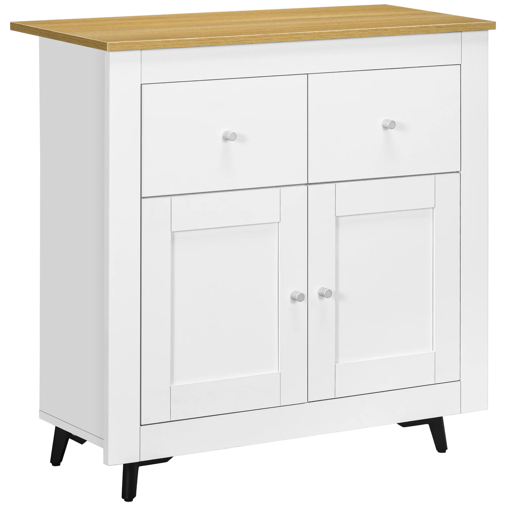 HOMCOM modern dining room side Buffet kitchen sideboard with double doors and 2 drawers for living room entrance office 78x35x80 cm White