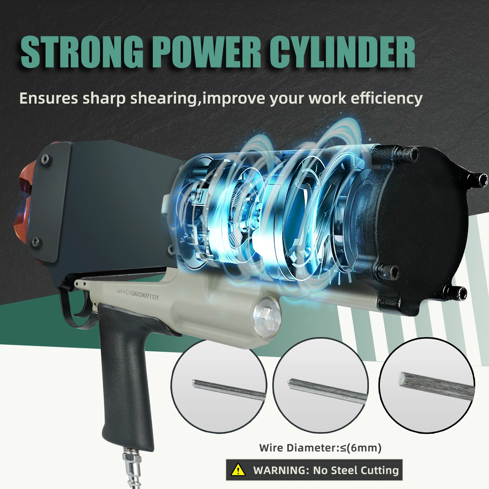 WOODPECKER CTQ6XD Pneumatic Cutting Nipper, 4-5mm Diameter Wire Cutting, Air Power Wire Shear, Cutting Wire Tool