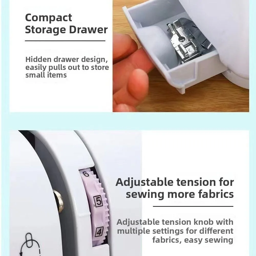 

Automatic Electric Sewing Machine Multifunction Mini Overlock Sewing Machine Portable 12 Kinds Stitches Presser Foot Pedal