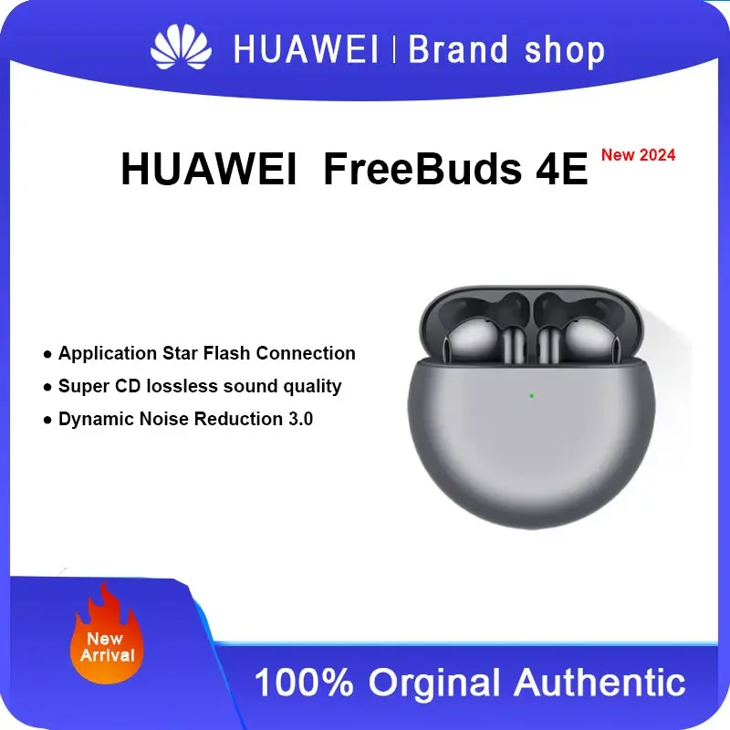 

2024 Original Huawei FreeBuds 4E Earphones Bluetooth 5.2 True Wireless Headphone Open-fit Active Noise Cancellation 2.0 Earbuds