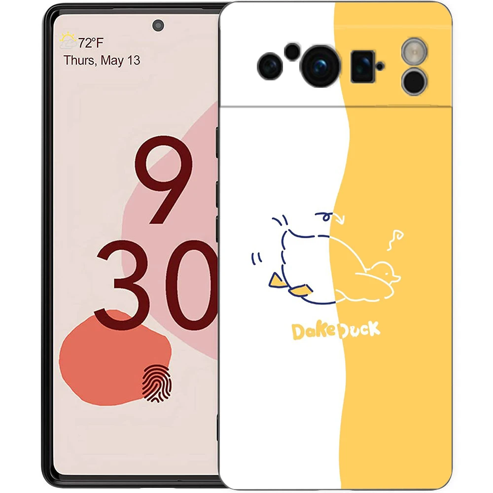 Duck Art Phone Case For Google Pixel 8 7 6 Pro 6A 7A 5G Soft Silicone Shockproof TPU Black Cover TPU Fundas