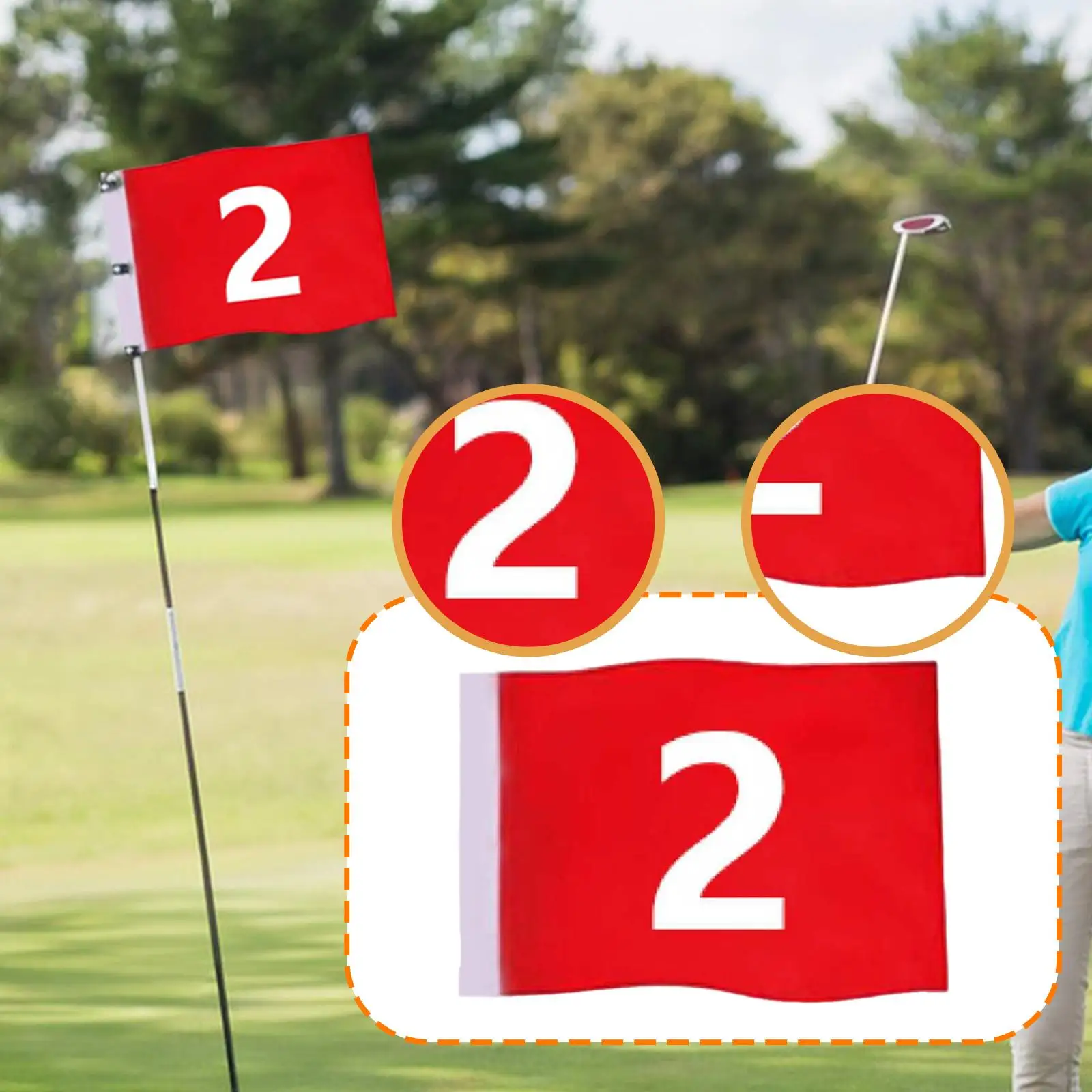 Standard Red Golf Flag Large Format Putting Green Number Marker Golf Accessories for Garden Course Training