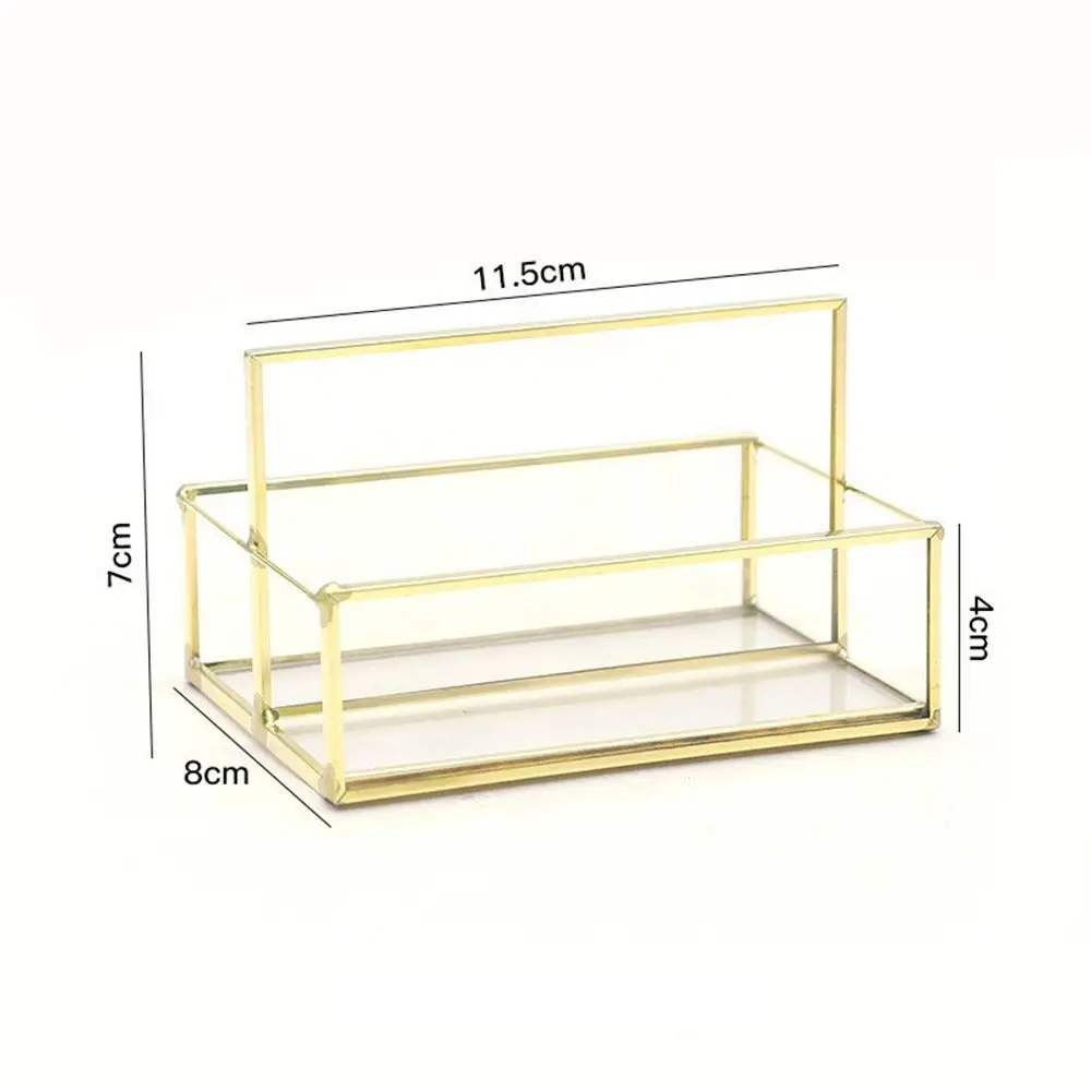 Imagem -06 - Metal Glass Business Card Holder Clear Stand Brass Professional Office Name Card Display Stand Elegante Business Card Organizer