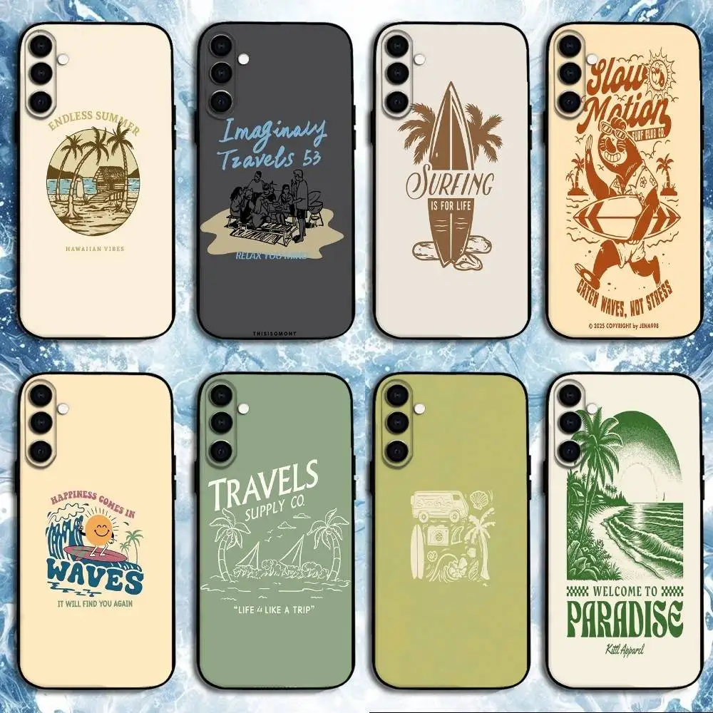 

summer beach Phone Case For Samsung Galaxy A73,A72,A71,A70,A53,A52,A51,Others Soft Black Shell